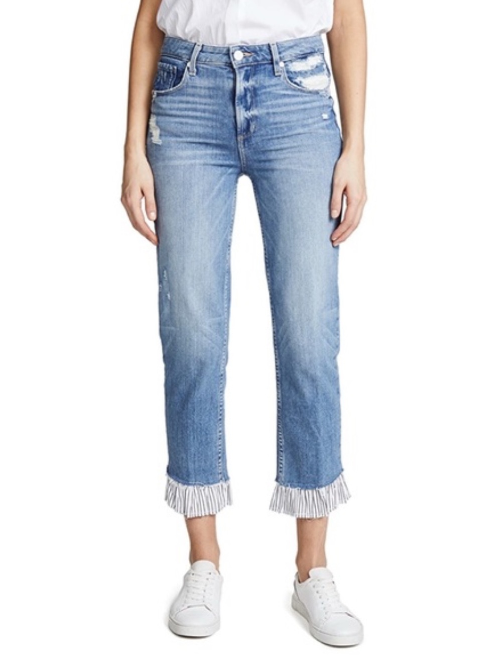 Paige Sarah High Rise Straight Ruffles Hem Jeans size 26